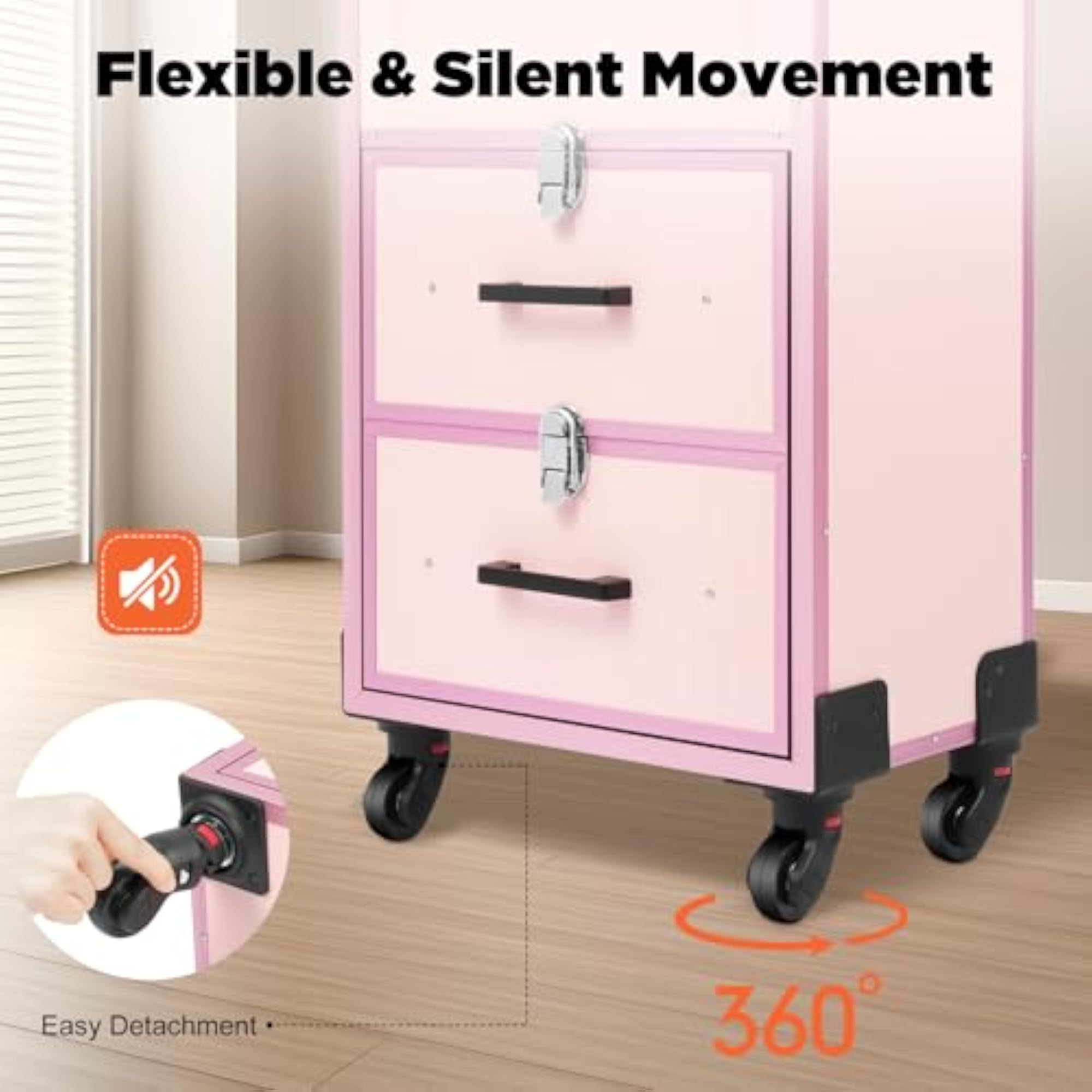 Rolling Makeup Train Case with Drawer & Lock